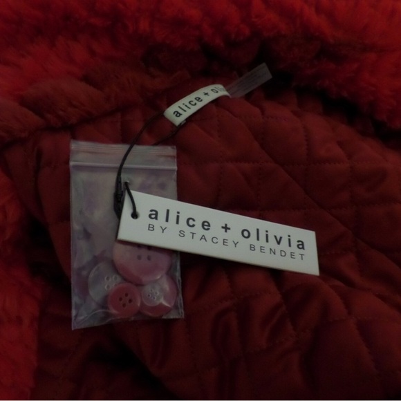 Alice + Olivia Red Checkered Teddy Jacket - Picture 2 of 5